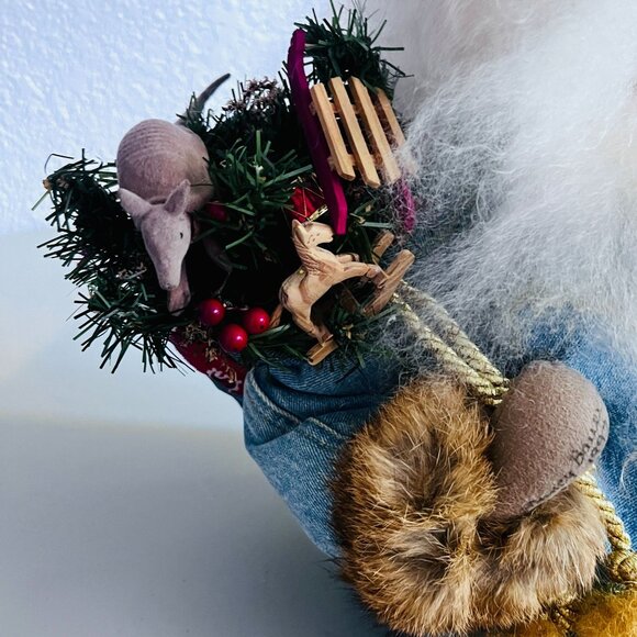 1997 Texas Santa Clause Sitter Posable Peppers Cowboy Hat Armadillo Handmade 24" - Picture 7 of 13